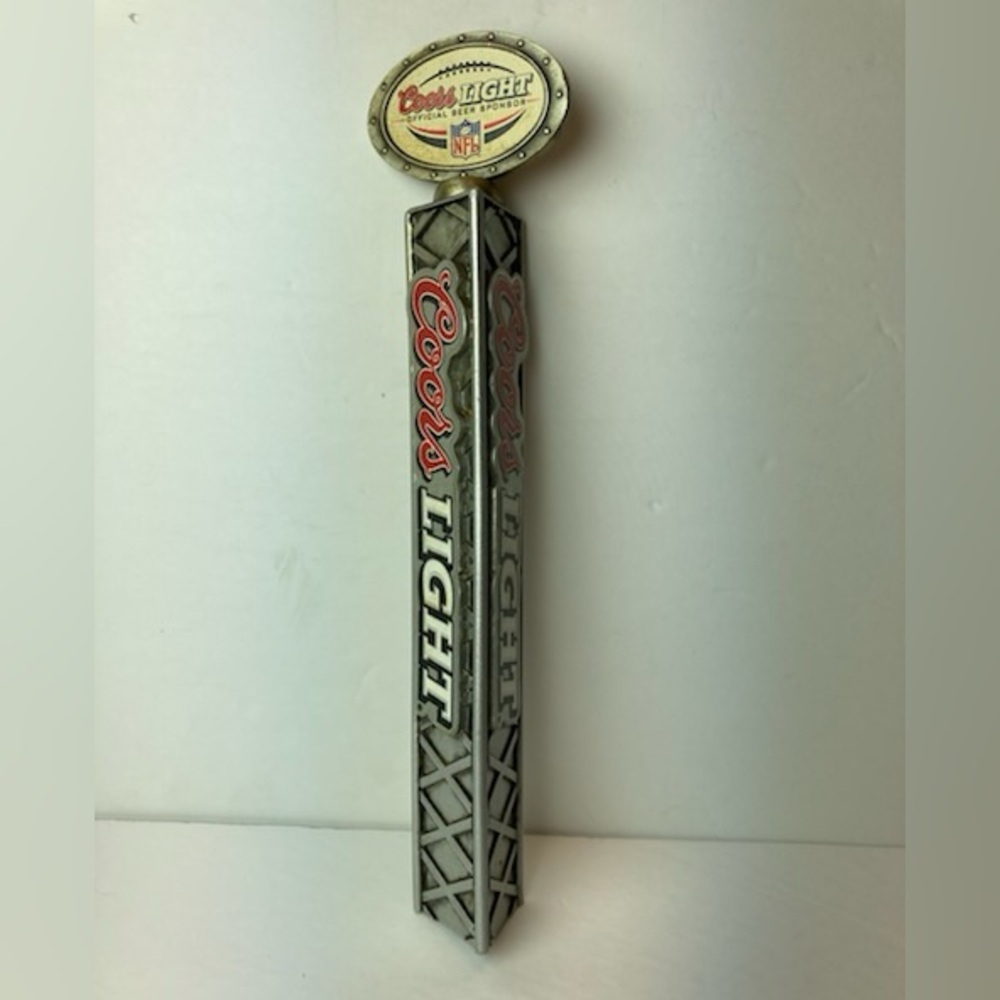 VTG Coor's Light Official Beer NFL Stamped Metal Grid Beer Tap Handle 12" Tall